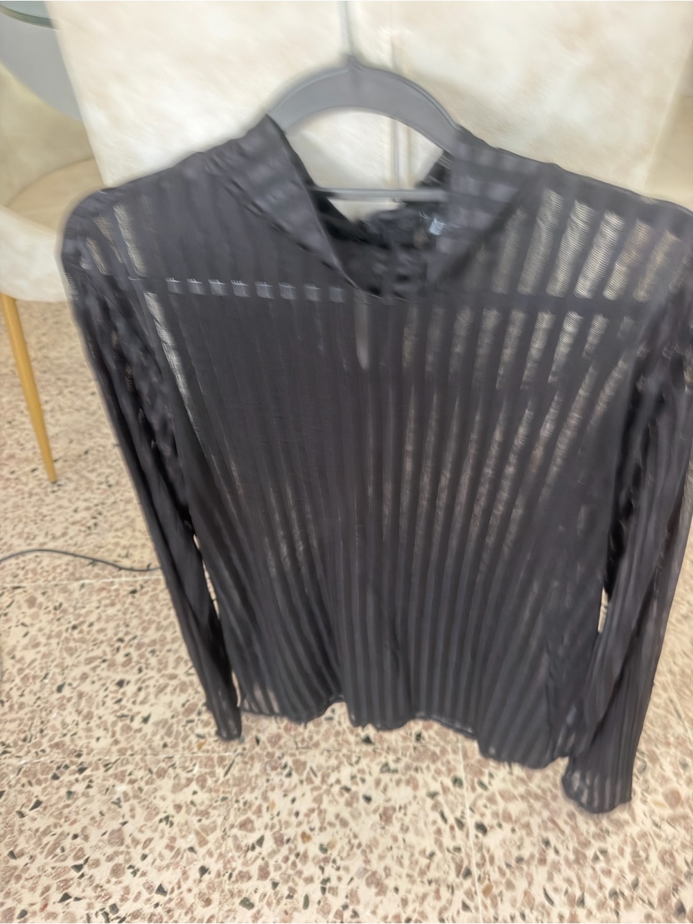 project RUNWAY Black Sheer Striped Long Sleeve Top